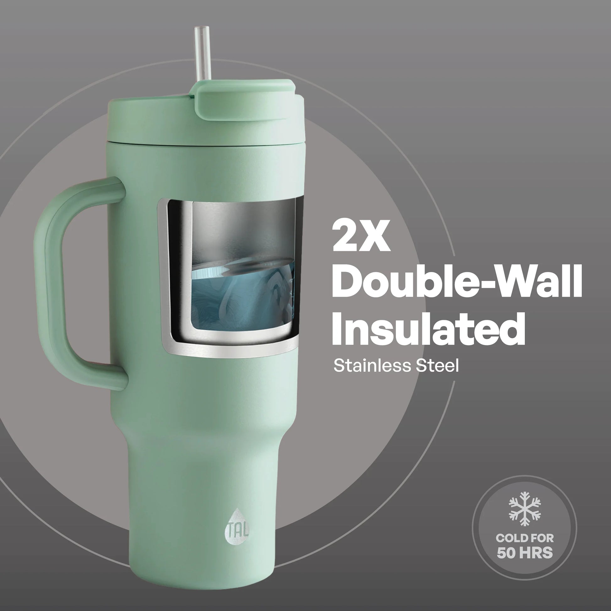 40Oz Stainless Steel Hudson Tumbler with Straw, Sage