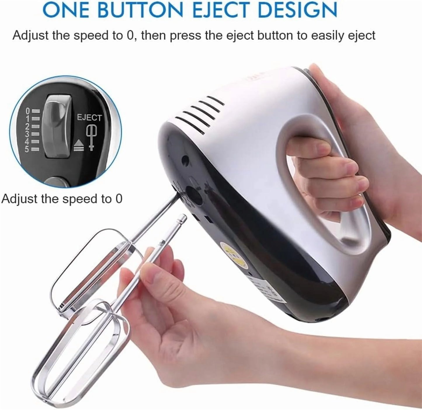 Electric Hand Mixer,300W Electric Egg Beater Hand Mixer Milk Frother Cream Foam Maker Whisk,With 5 Speeds & 6 Stainless Steel Attachments Perfect for Baking & Whisking