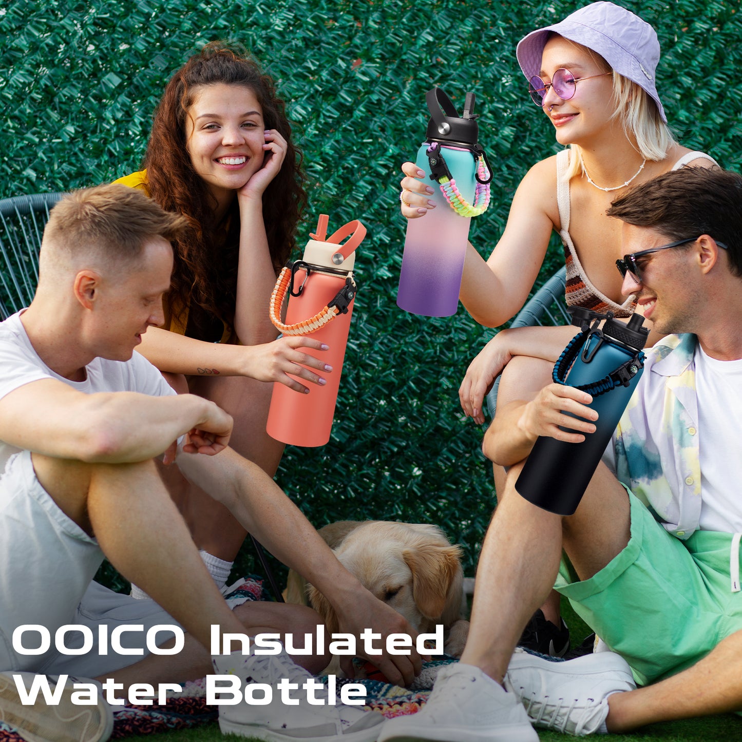 40 Oz Water Bottle Insulated - Vacuum Stainless Steel (Cold for 48 Hrs), Sports Water Bottle 40Oz with Straw & Spout Lids, Storage Carrier Bag, Paracord Handle, Jug Flask Boot