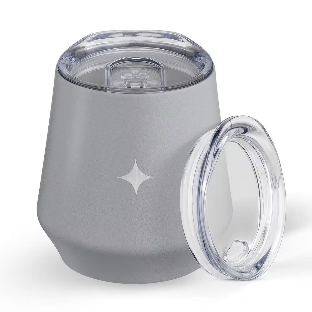 12 Oz. Grey Stainless Steel Vacuum Insulated Stemless Wine Tumbler with Lid