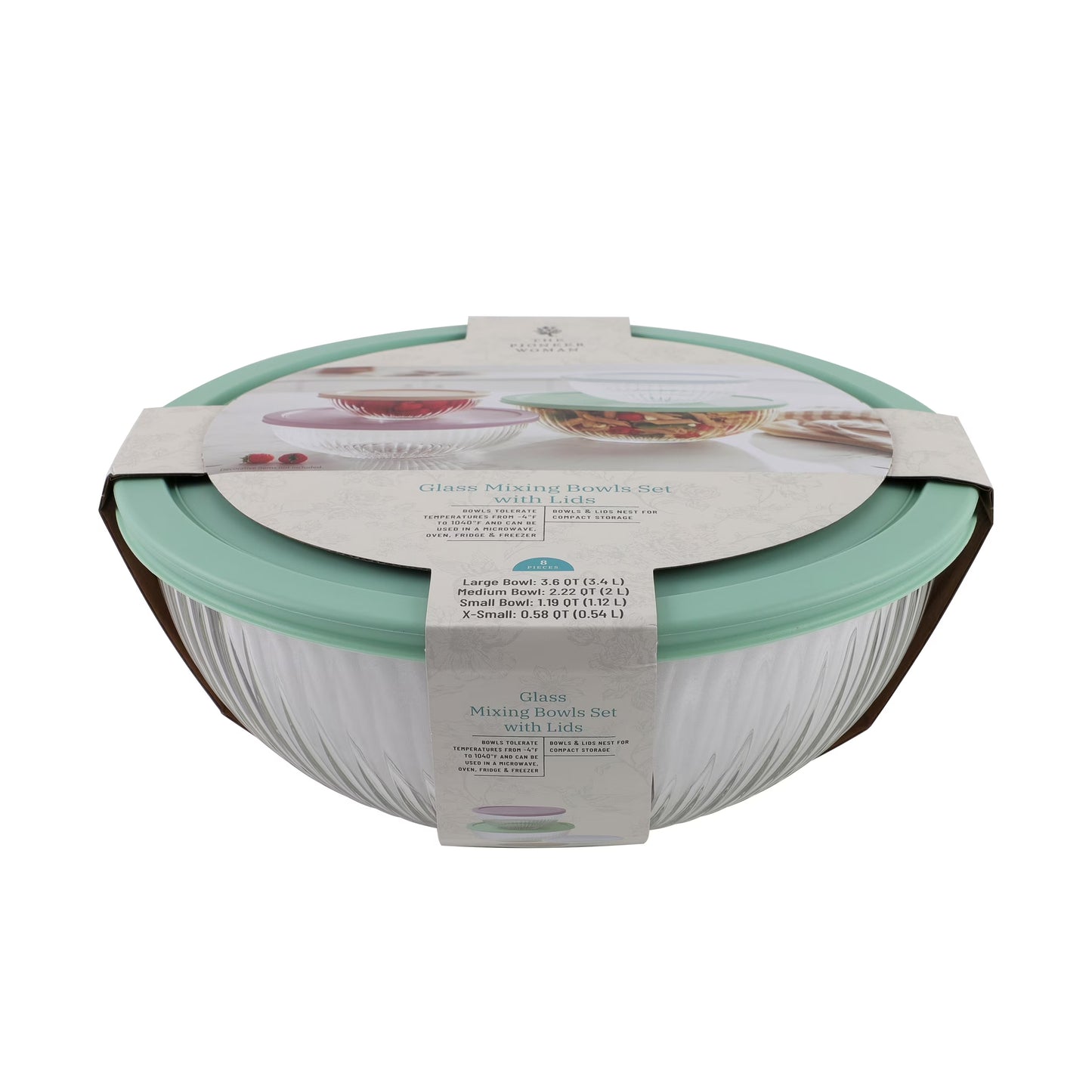 8-Piece Glass Mixing Bowl Set