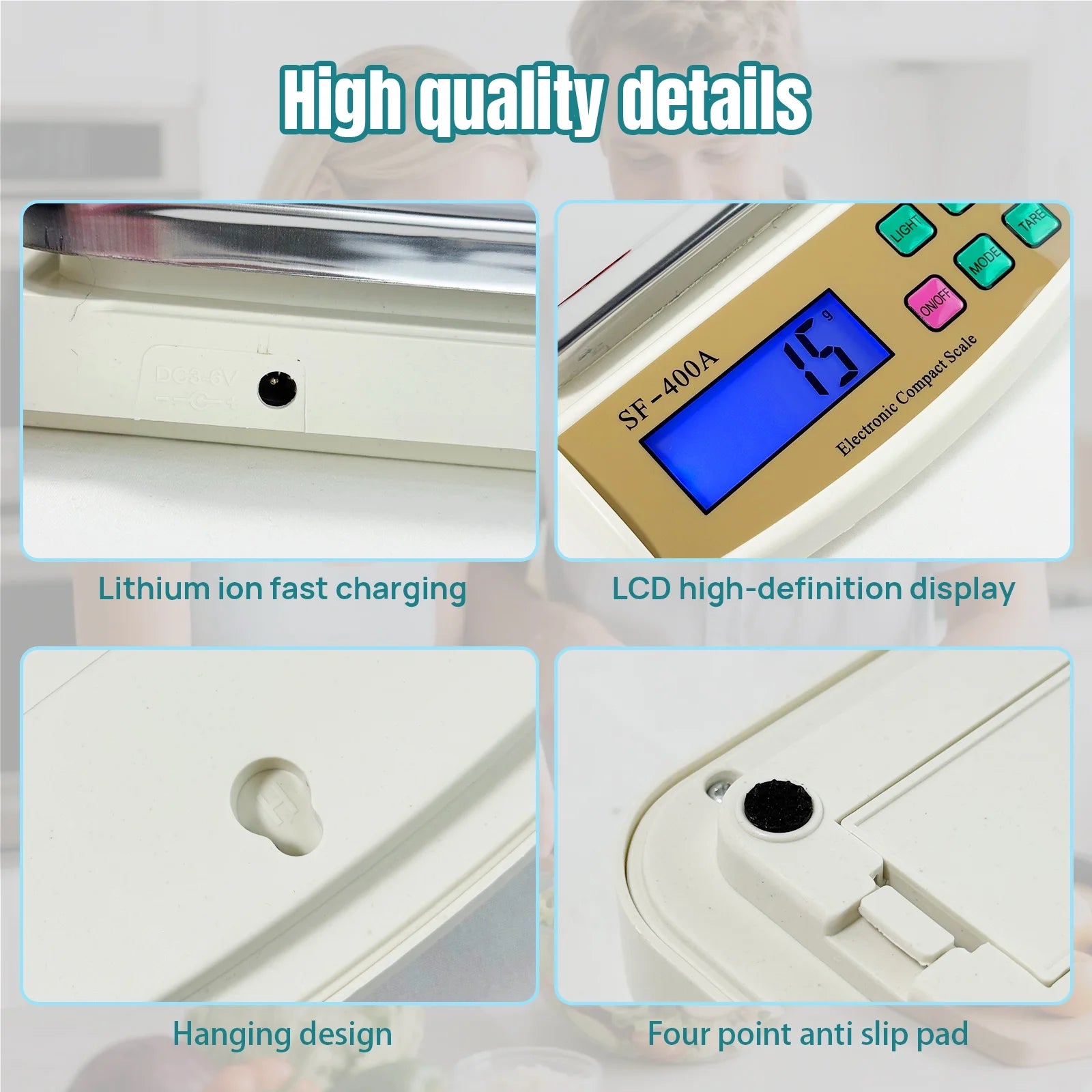 Food Scale with Stainless Steel Platform, 22Lb High Capacity Cooking Scale, Digital Kitchen Scales with Grams and Ounces, LCD Display, 4 Units with Tare Function