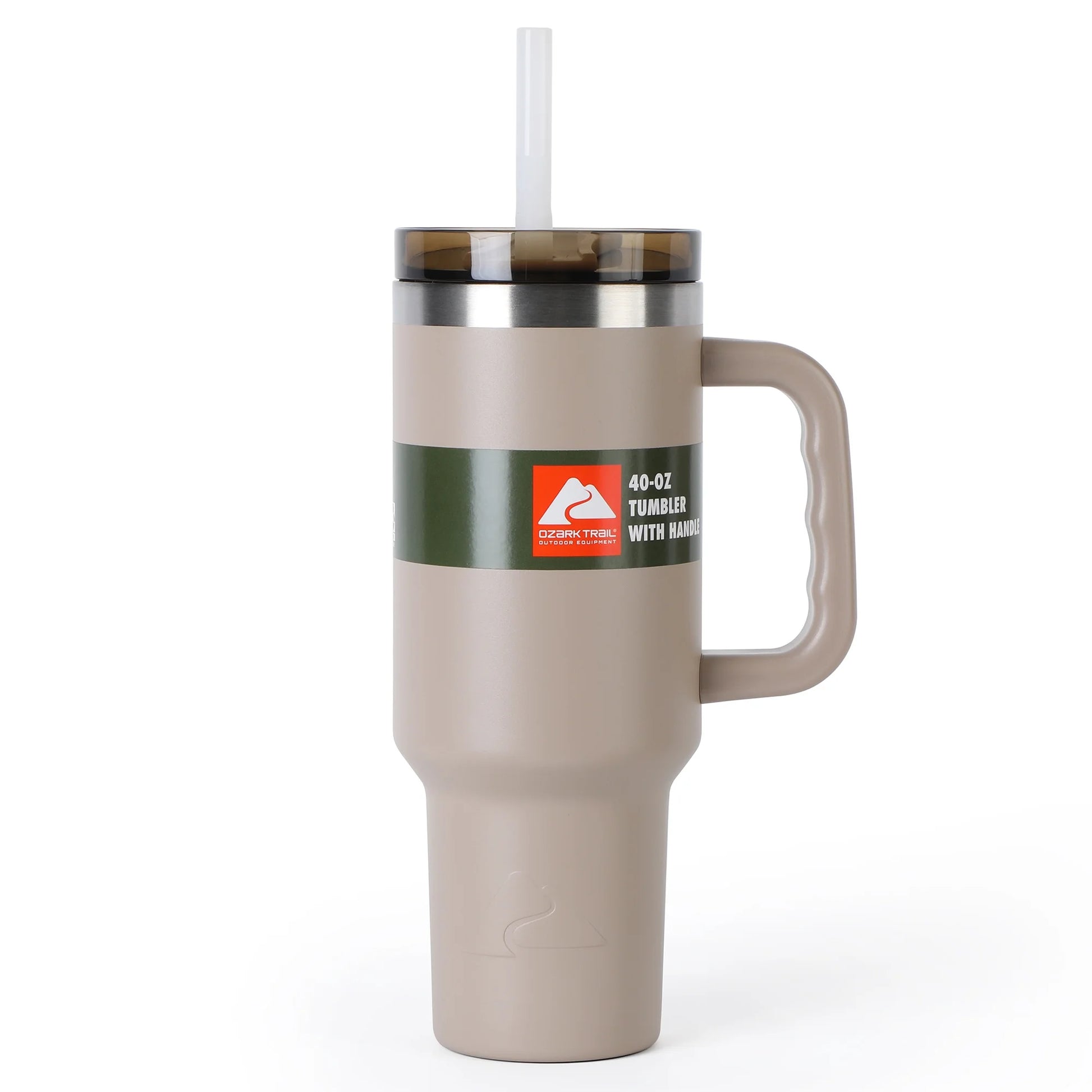 40 Oz Stainless Steel Insulated Tumbler with Handle, Tan