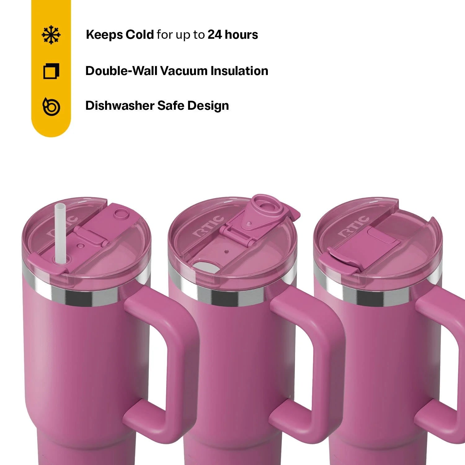30 Oz Insulated Tumbler with Handle, Ceramic Lined, Leak-Resistant Straw Lid, Orchid, Road Trip Tumbler