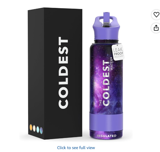 Coldest Insulated Water Bottle with Straw Lid - Stainless Steel Metal Insulated Bottle for Men & Women (Astro Purple, 40 oz)