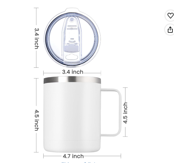 MEWAY 12oz Coffee Mug With Handle 4 Pack, Stainless Steel Insulated Travel Tumblers With Sliding Lid, Double Wall Vacuum Camping Cup for Hot & Cold Drinks Tea (White, Set of 4)