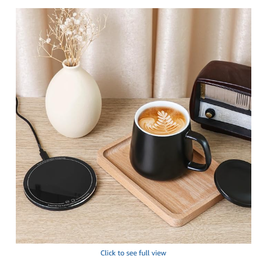 APEKX Self-Heating Ceramic Coffee Mug - Stable 131°F Temperature, 15W Wireless Phone Charging, 12.8 fl oz Capacity - USB-C Enabled (Black)