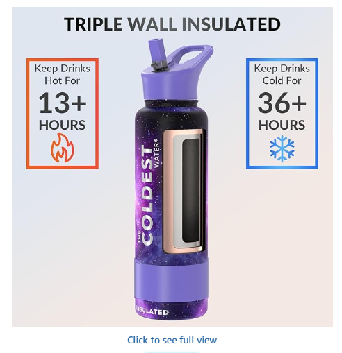Coldest Insulated Water Bottle with Straw Lid - Stainless Steel Metal Insulated Bottle for Men & Women (Astro Purple, 40 oz)