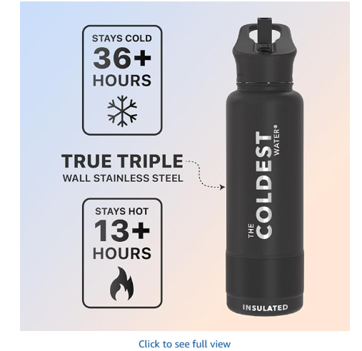 Coldest Insulated Water Bottle with Straw Lid - Stainless Steel Metal Insulated Bottle for Men & Women (Interstellar Reef Glitter, 40 oz)