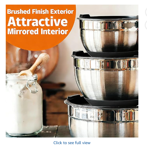 Thickened Heavy-Duty 26pcs Stainless Steel Bowl, Mixing Bowl Set with Lid, Grater Attachment, Non-Slip Bottom and Kitchen Gadget Set