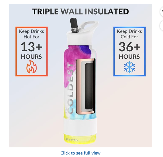 Coldest Insulated Water Bottle with Straw Lid - Stainless Steel Metal Insulated Bottle for Men & Women (Clouds of Tie Dye, 40 oz)