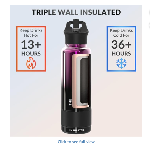 Coldest Insulated Water Bottle with Straw Lid - Stainless Steel Metal Insulated Bottle for Men & Women (Violet Nova, 40 oz)