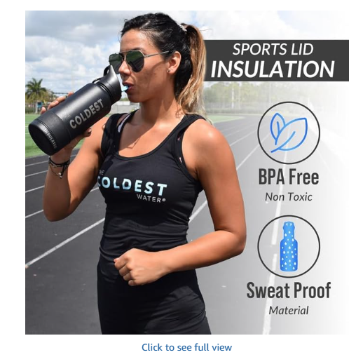 Coldest Insulated Water Bottle with Straw Lid - Stainless Steel Metal Insulated Bottle for Men & Women (Executive Wood, 40 oz)
