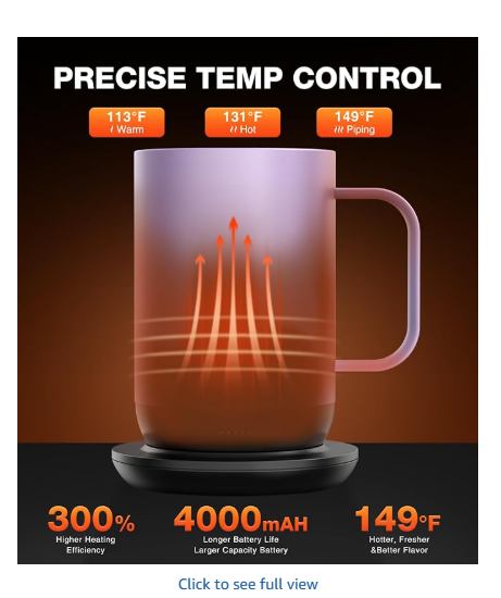 Kepwam Self-Heating Coffee Mug T1, 16oz - App-Controlled Smart Coffee Warmer with Advanced Temperature Control (Lilac Violet)