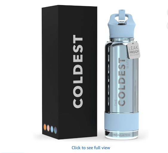 Coldest Insulated Water Bottle with Straw Lid - Stainless Steel Metal Insulated Bottle for Men & Women (Blue Reflections, 40 oz)