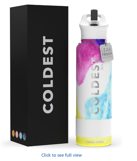 Coldest Insulated Water Bottle with Straw Lid - Stainless Steel Metal Insulated Bottle for Men & Women (Clouds of Tie Dye, 40 oz)