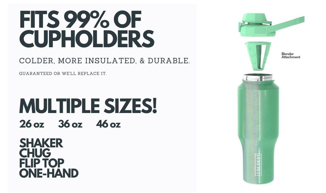 Coldest Sports Water Bottle - 3 in 1 Lids (Chug, Straw, Handle) - Insulated Stainless Steel Tumbler with Handle - Vacuum Water Flask Cup, Valentines Gifts for Him Her (36 oz, Forever Pink Glitter)