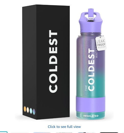 Coldest Insulated Water Bottle with Straw Lid - Stainless Steel Metal Insulated Bottle for Men & Women (Interstellar Reef Glitter, 40 oz)