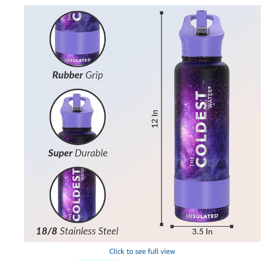 Coldest Insulated Water Bottle with Straw Lid - Stainless Steel Metal Insulated Bottle for Men & Women (Astro Purple, 40 oz)