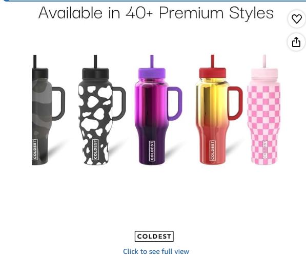 Coldest Tumbler with Handle and Straw - 100% Leak Proof Insulated Tumbler with Lid and Straw (3 Lids) - Stainless Steel Tumblers for Women & Men - Cup Holder Friendly, 36 oz (Morrocan Vibes)