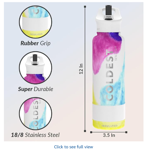Coldest Insulated Water Bottle with Straw Lid - Stainless Steel Metal Insulated Bottle for Men & Women (Clouds of Tie Dye, 40 oz)