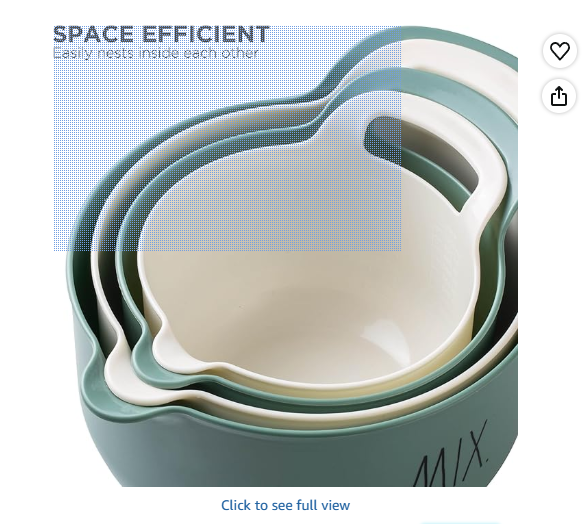 Rae Dunn Non-Slip Mixing Bowls - 4 Piece Nesting Plastic Mixing Bowl Set with Pour Spouts and Handles, Measurement Markings (Sage)
