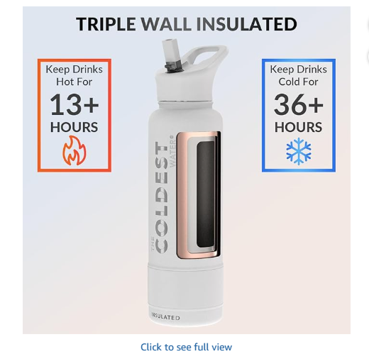 Coldest Insulated Water Bottle with Straw Lid - Stainless Steel Metal Insulated Bottle for Men & Women (Epic White, 40 oz)