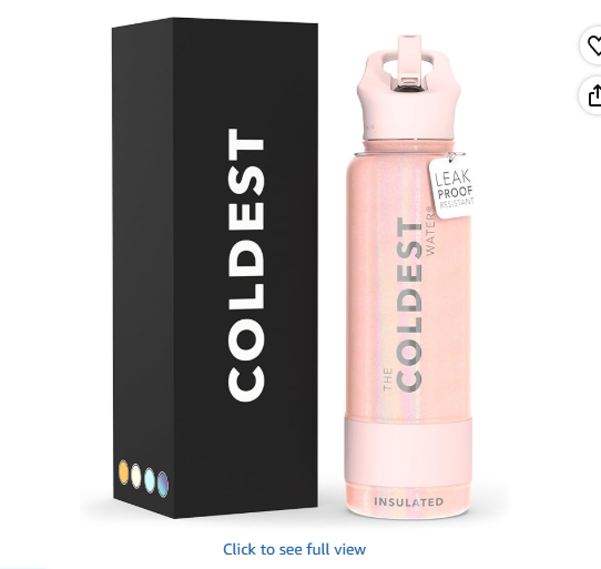 Coldest Insulated Water Bottle with Straw Lid - Stainless Steel Metal Insulated Bottle for Men & Women (Forever Pink Glitter, 40 oz)