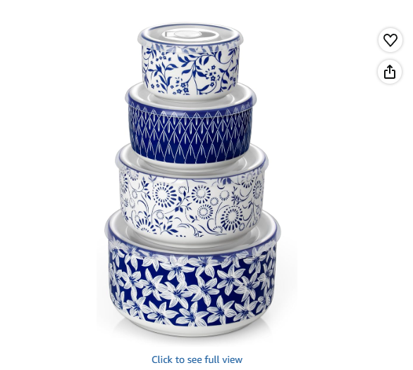 vancasso Ceramic Nesting Bowls with Lids Set of 4, Serving Bowls for Food Storage, Prep Bowl, Ceramic Bowl for Kitchen, Microwave & Dishwasher Safe, 60+36+20+10 Oz, Series SELENE