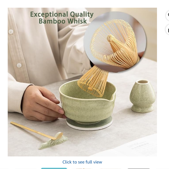 Japanese Matcha Ceremony Set 9 Pcs - Ceramic Bowl with Spout, Bamboo Whisk & Holder, Sifter, Scoop, Spoon, Tea Brush, Absorbent Coaster & Scoop Holder