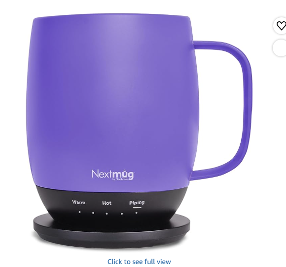 Nextmug Temperature-Controlled Self-Heating Coffee Mug, 14oz - Smart Mug with On-Board Control Button (Violet)
