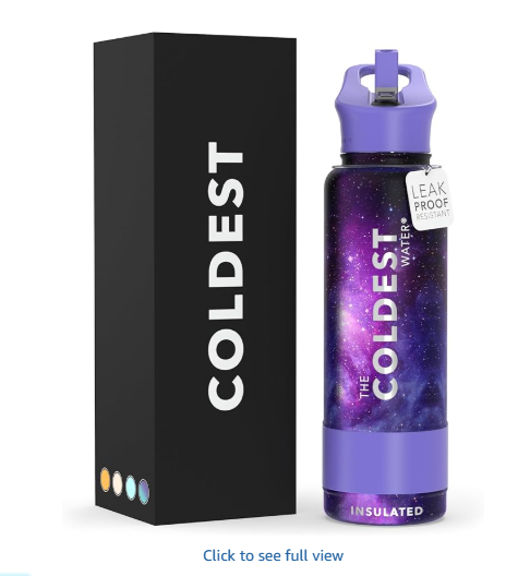 Coldest Insulated Water Bottle with Straw Lid - Stainless Steel Metal Insulated Bottle for Men & Women (Astro Purple, 40 oz)
