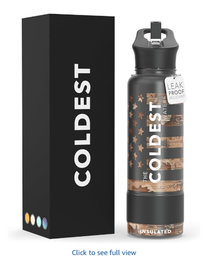 Coldest Insulated Water Bottle with Straw Lid - Stainless Steel Metal Insulated Bottle for Men & Women (Camouflage Flag, 40 oz)
