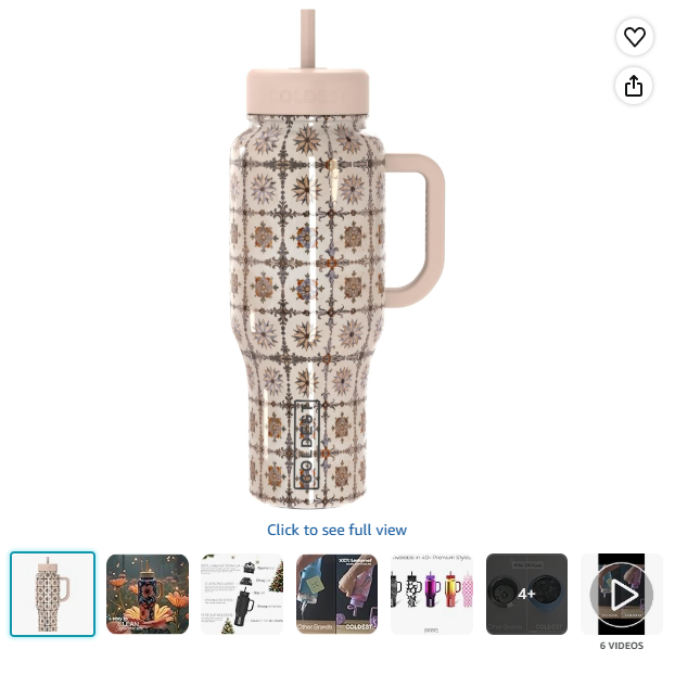 Coldest Tumbler with Handle and Straw, 100% Leak Proof Insulated Tumbler with Lid and Straw (3 Lids), Stainless Steel Tumblers for Women & Men, Cup Holder Friendly Base, 36 oz (The Persian)