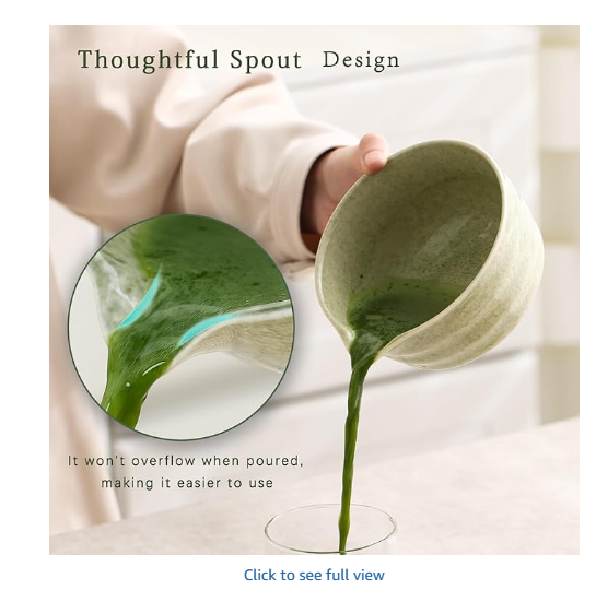 Japanese Matcha Ceremony Set 9 Pcs - Ceramic Bowl with Spout, Bamboo Whisk & Holder, Sifter, Scoop, Spoon, Tea Brush, Absorbent Coaster & Scoop Holder