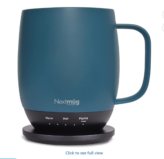 Nextmug Temperature-Controlled Self-Heating Coffee Mug, 14oz - Smart Mug with On-Board Control Button (Slate Blue)