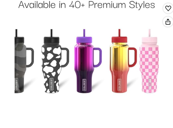 Coldest Tumbler with Handle and Straw, 100% Leak Proof Insulated Tumbler with Lid and Straw (3 Lids), Stainless Steel Tumblers for Women & Men, Cup Holder Friendly Base, 36 oz (The Persian)