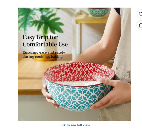 DOWAN Ceramic Mixing Bowls for Kitchen, Colorful Vibrant Nesting Bowls for Cooking, Baking, Prepping, Serving, Salad, Housewarming Gift, Microwave Dishwasher Safe, 3.7/2/1 Qt, Set of 3