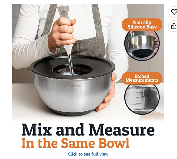 Priority Chef Stainless Steel Mixing Bowls with Lids Set, 3 Grater Attachments, Airtight Lids, Non-Slip Silicone Base, Large Prep Metal Mixing Bowls for Kitchen, Black (5-Piece)