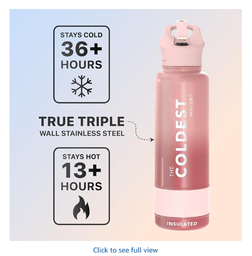 Coldest Insulated Water Bottle with Straw Lid - Stainless Steel Metal Insulated Bottle for Men & Women (Bellatrix Pink, 40 oz)