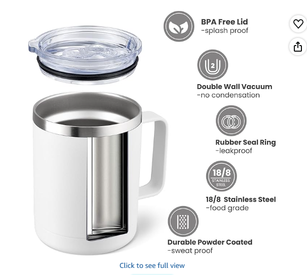 MEWAY 12oz Coffee Mug With Handle 4 Pack, Stainless Steel Insulated Travel Tumblers With Sliding Lid, Double Wall Vacuum Camping Cup for Hot & Cold Drinks Tea (Forest Green & Plum, Set of 4)