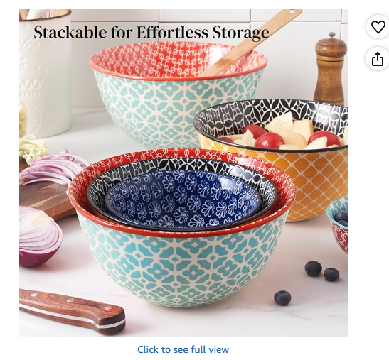 DOWAN Ceramic Mixing Bowls for Kitchen, Colorful Vibrant Nesting Bowls for Cooking, Baking, Prepping, Serving, Salad, Housewarming Gift, Microwave Dishwasher Safe, 3.7/2/1 Qt, Set of 3