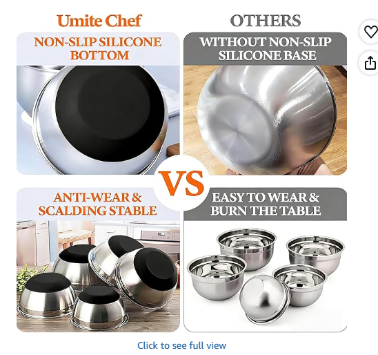 Thickened Heavy-Duty 26pcs Stainless Steel Bowl, Mixing Bowl Set with Lid, Grater Attachment, Non-Slip Bottom and Kitchen Gadget Set