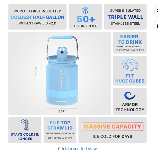 COLDEST Sports Water Bottle 64oz (Straw Lid) - Fusion Blue