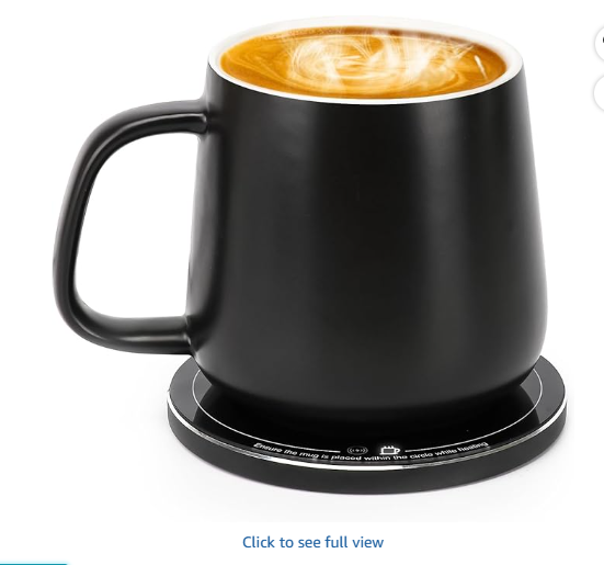 APEKX Self-Heating Ceramic Coffee Mug - Stable 131°F Temperature, 15W Wireless Phone Charging, 12.8 fl oz Capacity - USB-C Enabled (Black)