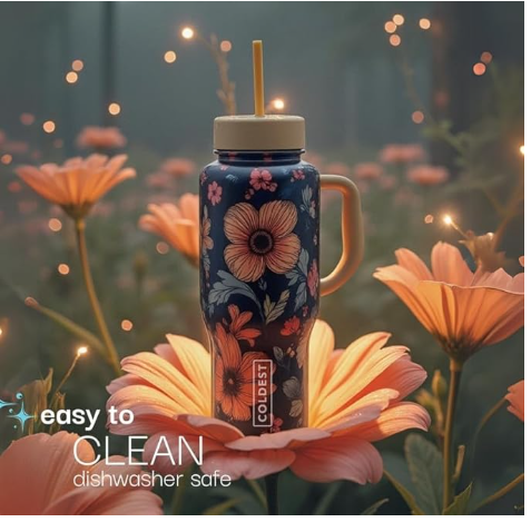Coldest Tumbler with Handle and Straw, 100% Leak Proof Insulated Tumbler with Lid and Straw (3 Lids), Stainless Steel Tumblers for Women & Men, Cup Holder Friendly Base, 36 oz (The Persian)