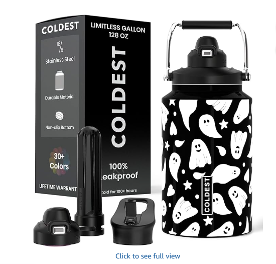 Coldest 128oz Tumbler with Handle and Straw - Ghosts (3 Lids)