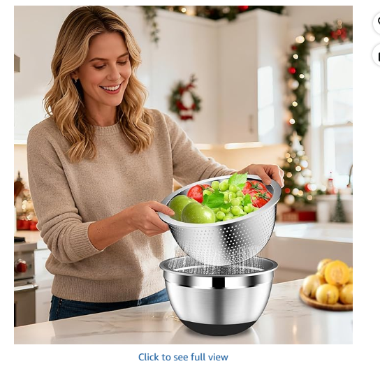 DUTZUN Mixing Bowls with Lids Set - 16pcs Stainless Steel Mixing Bowl Set with Colander, 3 Grater Attachments, Non-Slip Bottom, Metal Nesting Bowls with Strainer for Mixing & Serving - Black