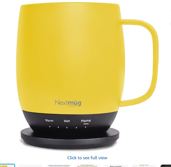 Nextmug Temperature-Controlled Self-Heating Coffee Mug, 14oz - Smart Mug with On-Board Control Button (Sunflower)
