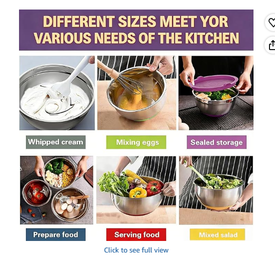 Umite Chef 26PCS Colorful Mixing Bowl Set with Lid, Grater Attachment, Non-Slip Bottom and Kitchen Gadget Set, Sizes 7, 4, 2.5, 2.0, 1.5, 1QT